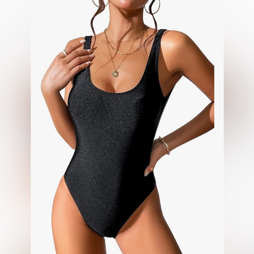 Retro inspired high cut low back woman’s one piece swimsuit